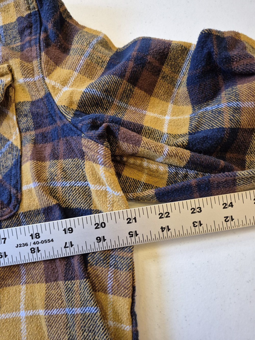 Men's Yellow and Navy Plaid Flannel Shirt - Picture 3 of 7